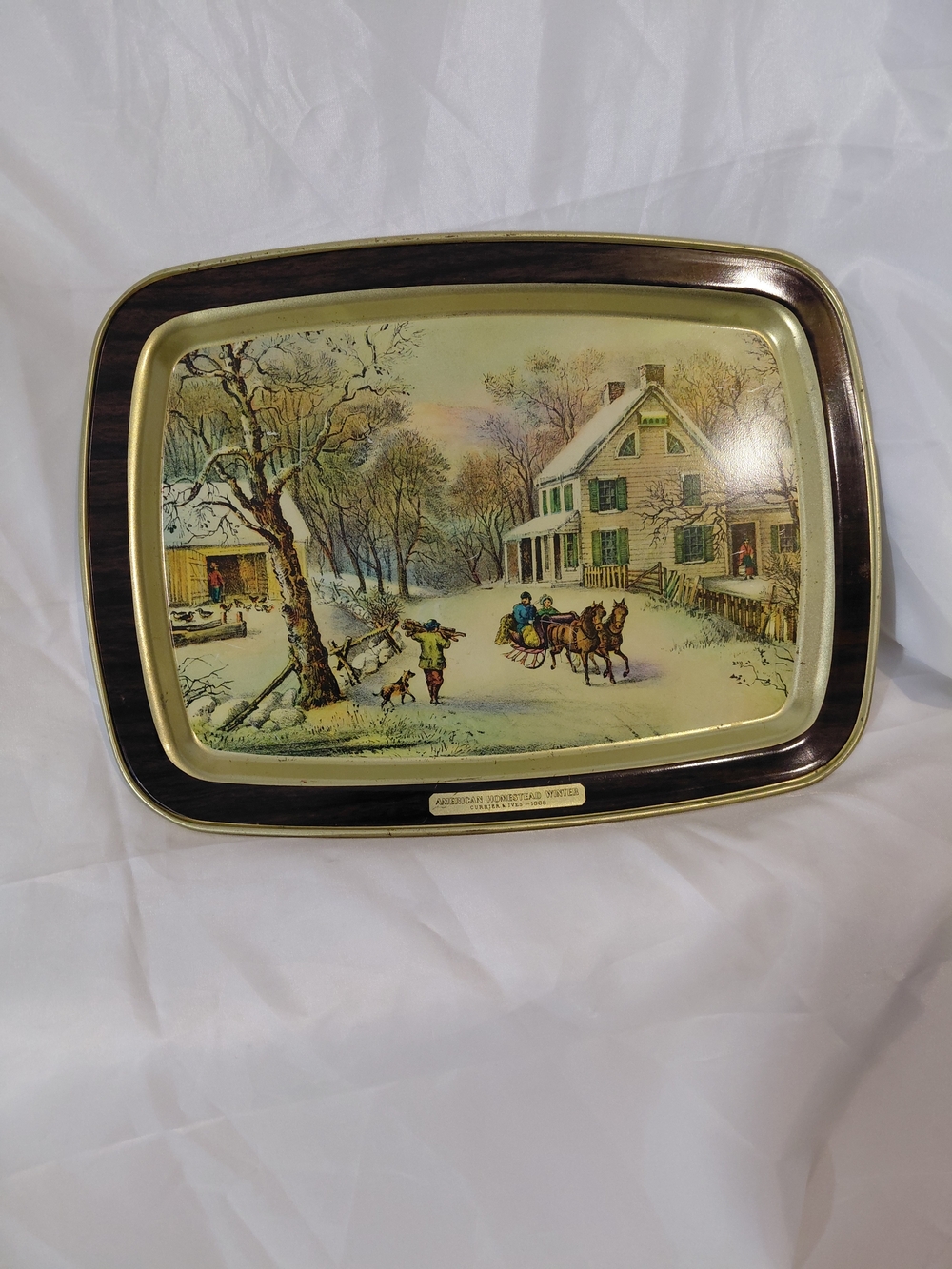 Winter Homestead Decorative Tray in Cream and Gold